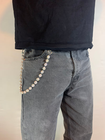 WHITE CRYSTAL WALLET CHAIN